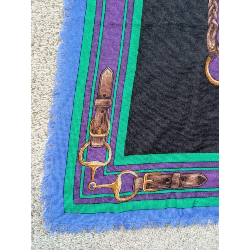 Vintage Lauren Ralph Lauren‎ Silk Scarf *HOLES Equestrian Belt Crest 40